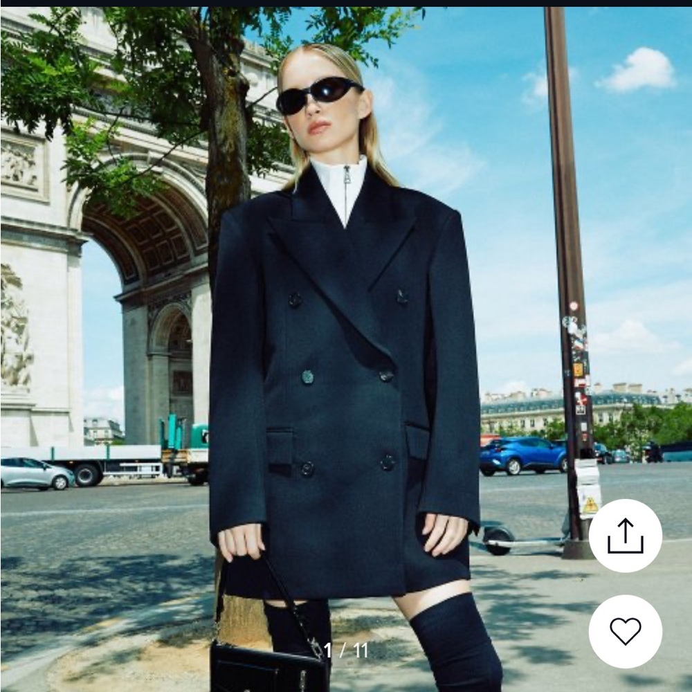 LCDC Textured Twill Oversized Wool Blazer